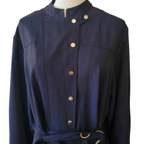 Calvin Klein Navy Blue Belted Coat Dress Size 16W - Picture 3 of 5